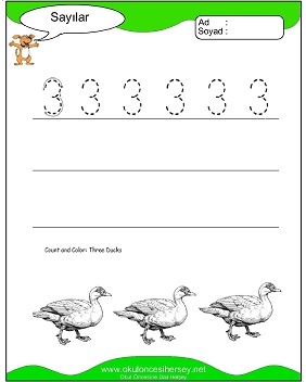 okul öncesi 1 sayısı çizgi çalışması